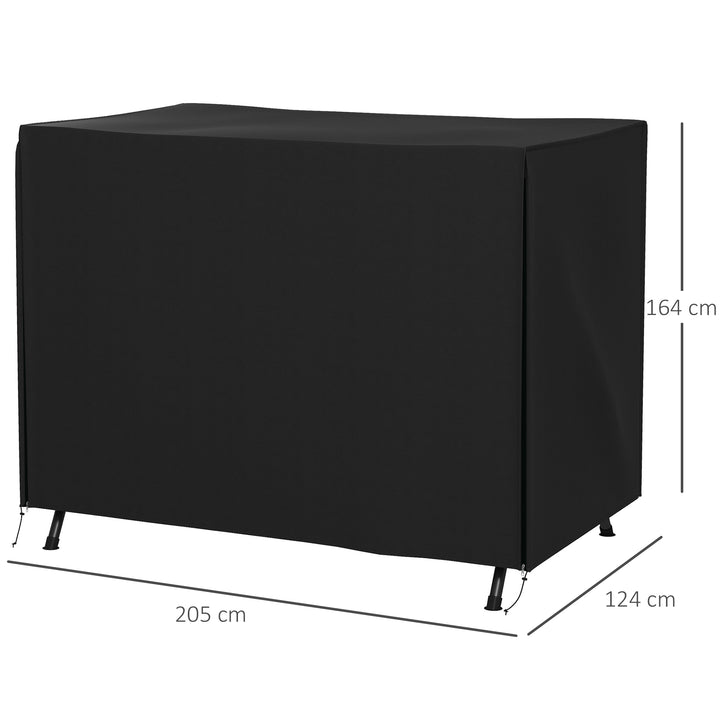Havegyngeovertræk, beskyttelsesovertræk til verandagynge, vandtæt, 205 x 124 x 164 cm, sort