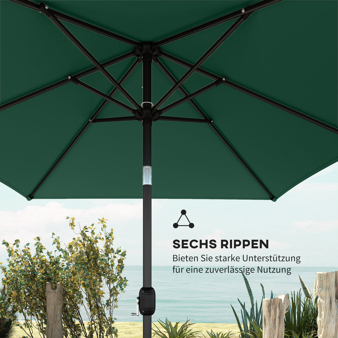 Parasol 300 x 200 cm, vipbar balkonparasol med håndsving og beskyttelsesovertræk, grøn