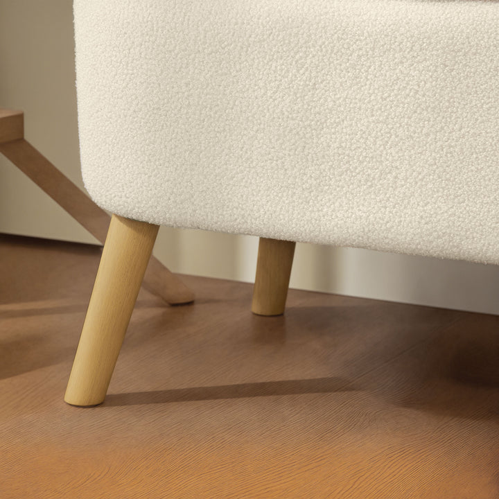 Opbevaringsbænk, bænk med 65 L opbevaringsplads, teddy fleecestof, gummitræ, 120 x 42 x 45 cm, beige