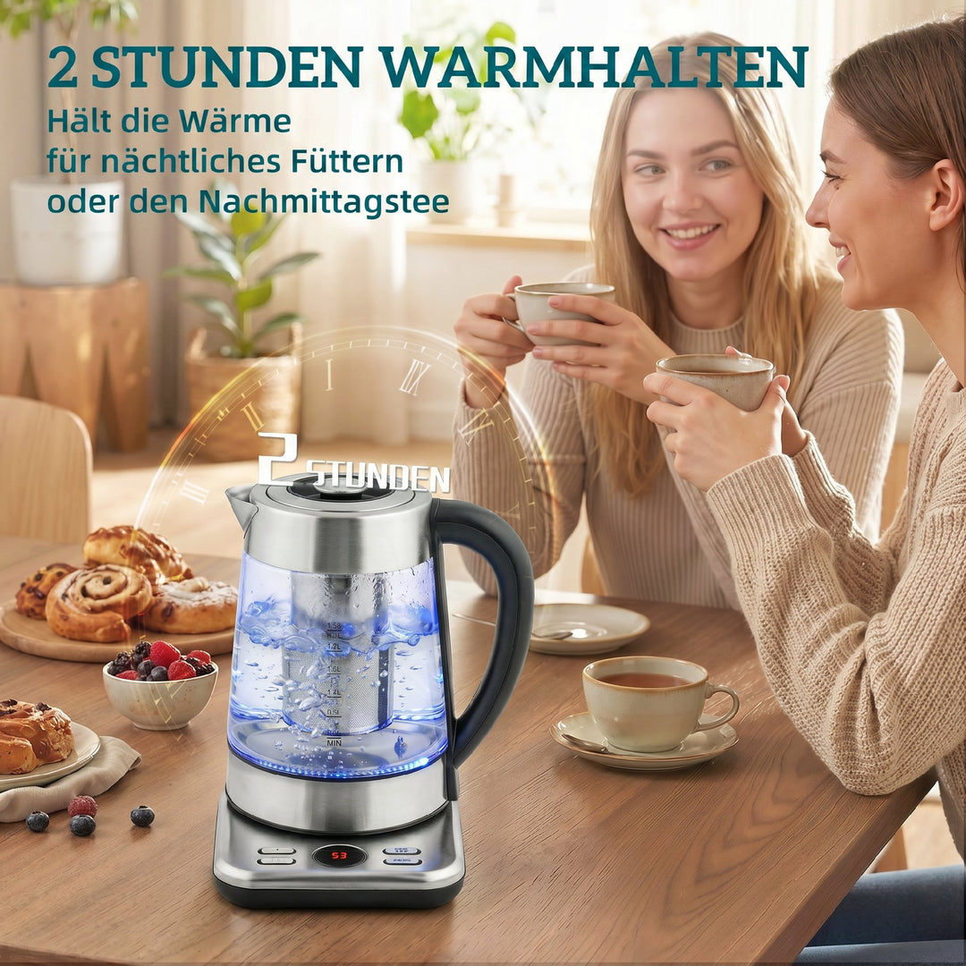 Elkedel, 1,7L hurtigtkogende 2200W elkedel med UK Strix termostat, tesi, varmholdningsfunktion