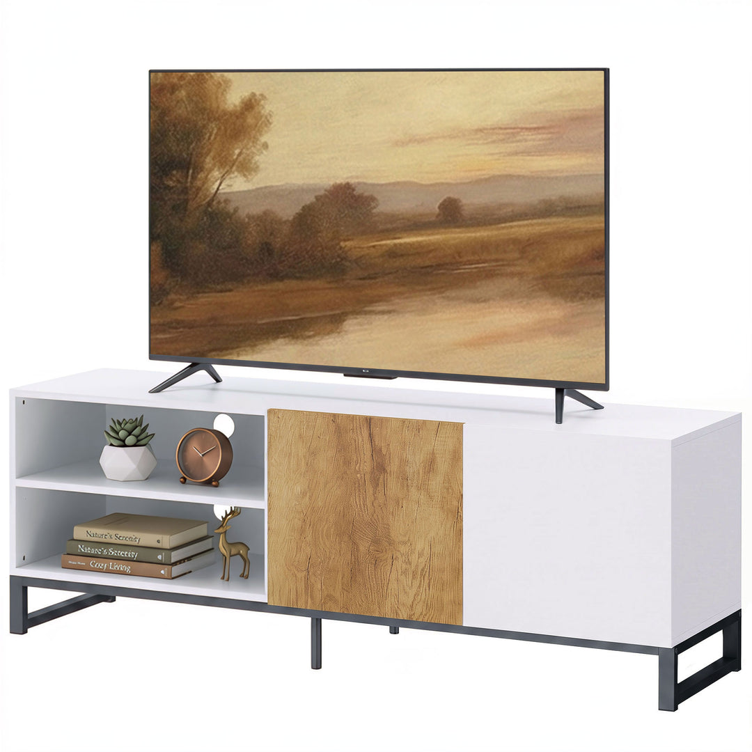 TV-skab til fjernsyn op til 55 tommer, moderne TV-lavbord, hvid