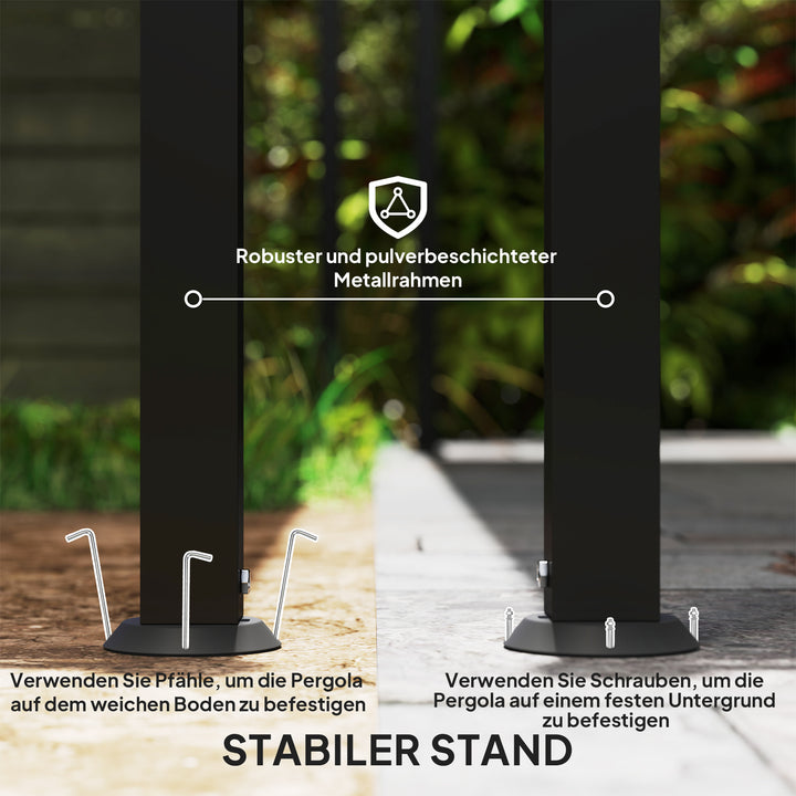 3 x 2,5 m pergola, vægmonteret havepavillon, vandafvisende, metalramme, drænhuller, skyggetag, cremehvid