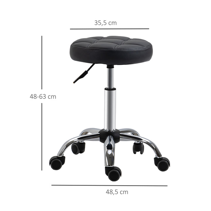 Sæt med 2 rullestole, højdejusterbare, drejestole 48-63 cm, arbejdsstol 360° drejelig, kontorstol til kontor, salon, massage, spa, sort