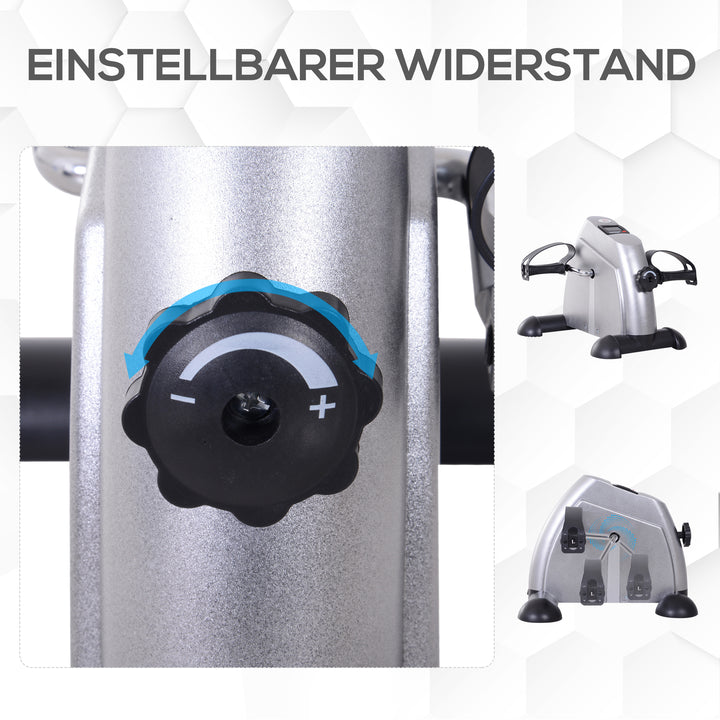 Mini motionscykel fitnesscykel pedaltræner med lcd-skærm justerbar modstand arm- og bentræner hjemmetræner fitnessudstyr til seniorer hjemmekontor 35 x 40 x 31 cm sølv