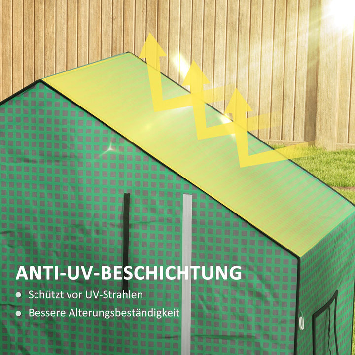 Reservefilm til drivhus, reserveafdækning med uv-beskyttelse, rulleport, sidevindue, 140 x 73 x 190 cm, grøn