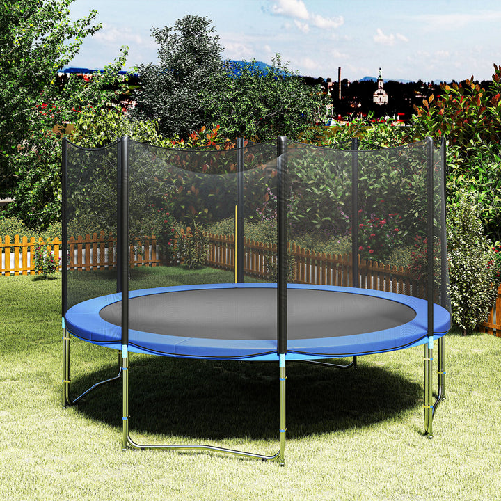 Trampolinkantbetræk Ø366 cm bredt, rivefast, UV-bestandigt fjederbetræk, vandafvisende, trampolintilbehør, kantbeskyttelse, sikkerhedsnet, reservedele til haventrampoliner, blå