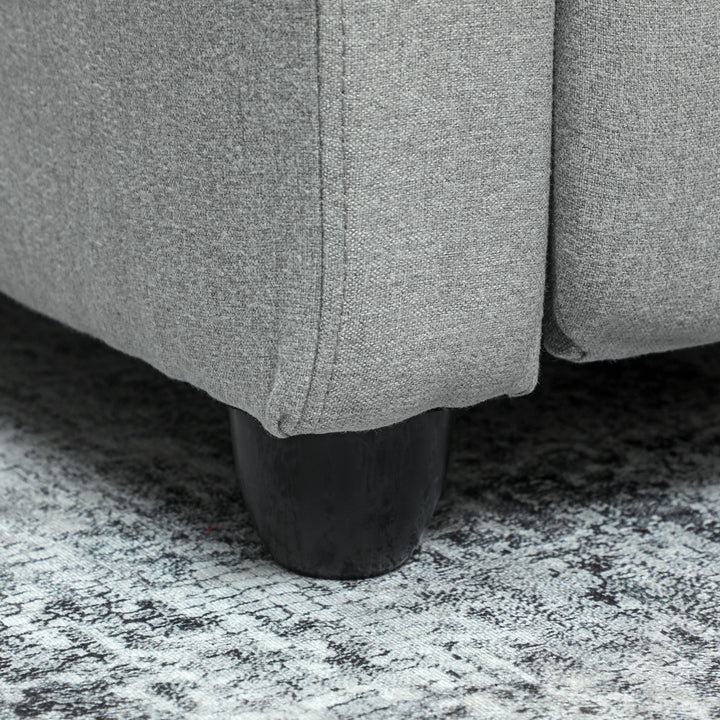 Lænestol, justerbar 135°, udtrækkelig fodstøtte, polstrede armlæn, hør-polyester, lysegrå