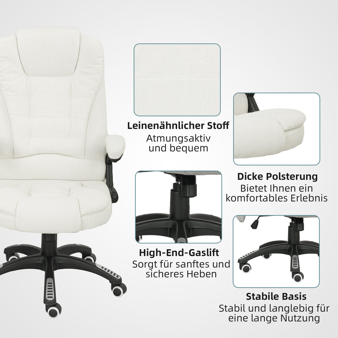 Ergonomisk kontorstol med massagefunktion, 68 x 72 x 110-120 cm, cremehvid