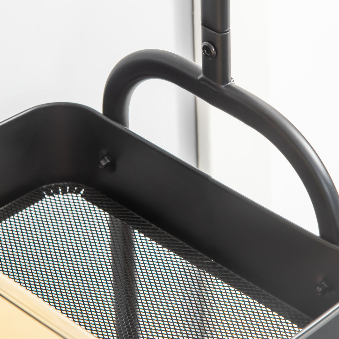 Metal tøjstativ med skohylde, mobil, fritstående, sort