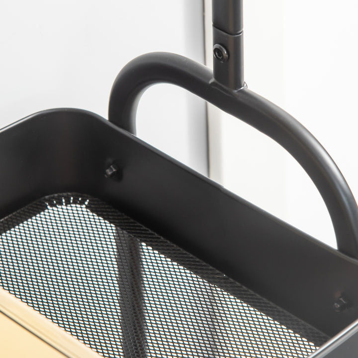 Metal tøjstativ med skohylde, mobil, fritstående, sort