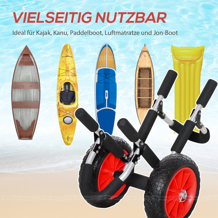 Sammenklappelig surfvogn (op til 45 kg), transportvogn i aluminium, sammenklappelig kajakvogn, polstret, kunstlæderdæk, bådvogn, surfvogn, bådtrailer, vogn til surfbrætter, oppustelige både