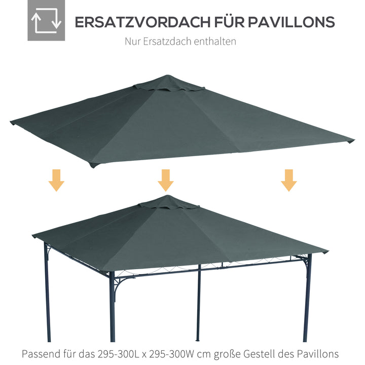 Udskiftningstag til havepavillon, polyester, 2,98 x 2,95 m, mørkegrå