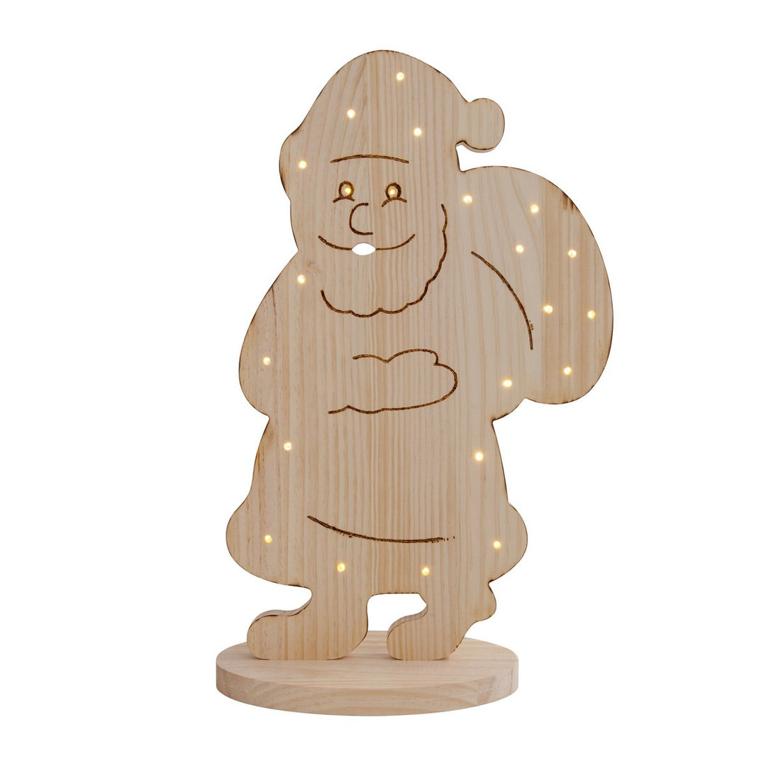 LED Wood Decolum "Santa" Stor, julepynt lavet af træ i naturen, med fast bygget - In Lyss, til det udendørs område - Klassisk - Dekoration - Træ - Natur - Ingen information - Juledekoration udenfor
