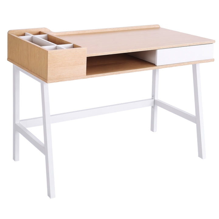 Skrivebord med 6 Opbevaringsrum - Naturlig, 100x55x81,5 cm