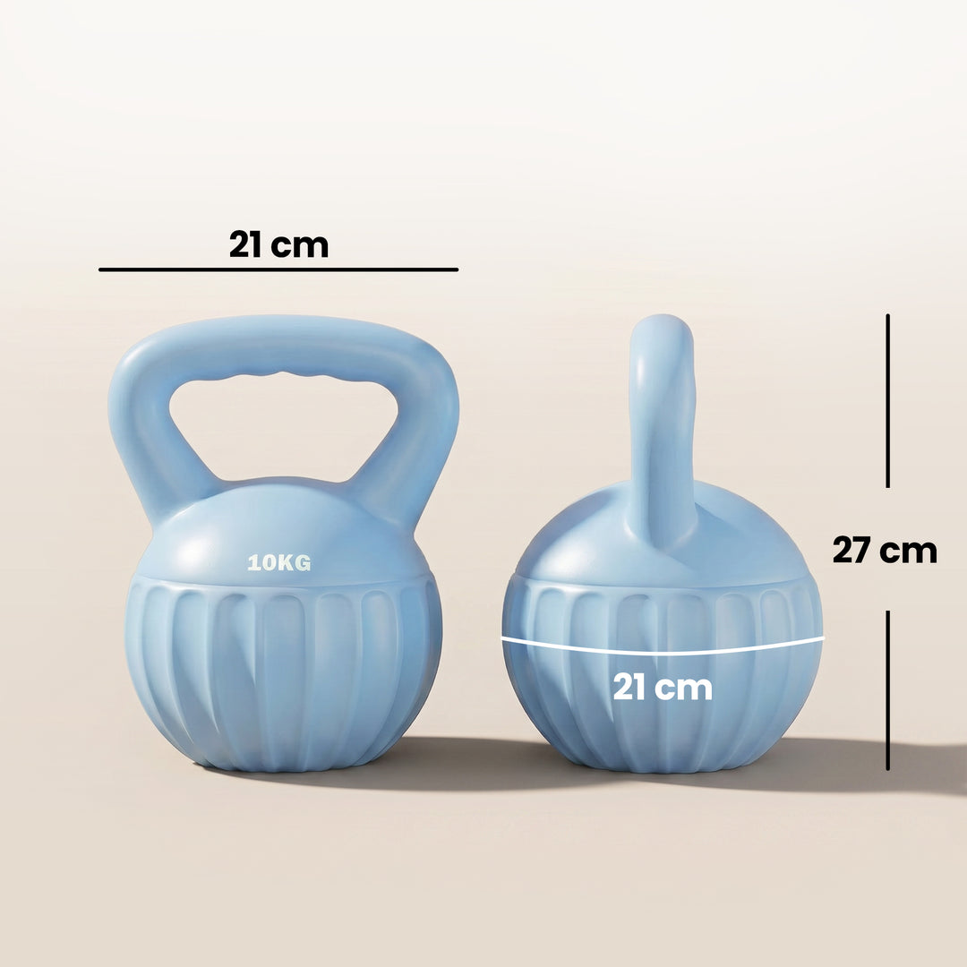Kettlebell, 6 kg vægtstang fyldt med sand, til begyndere, styrketræning til hjemmebrug, 21 x 21 x 27 cm, blå