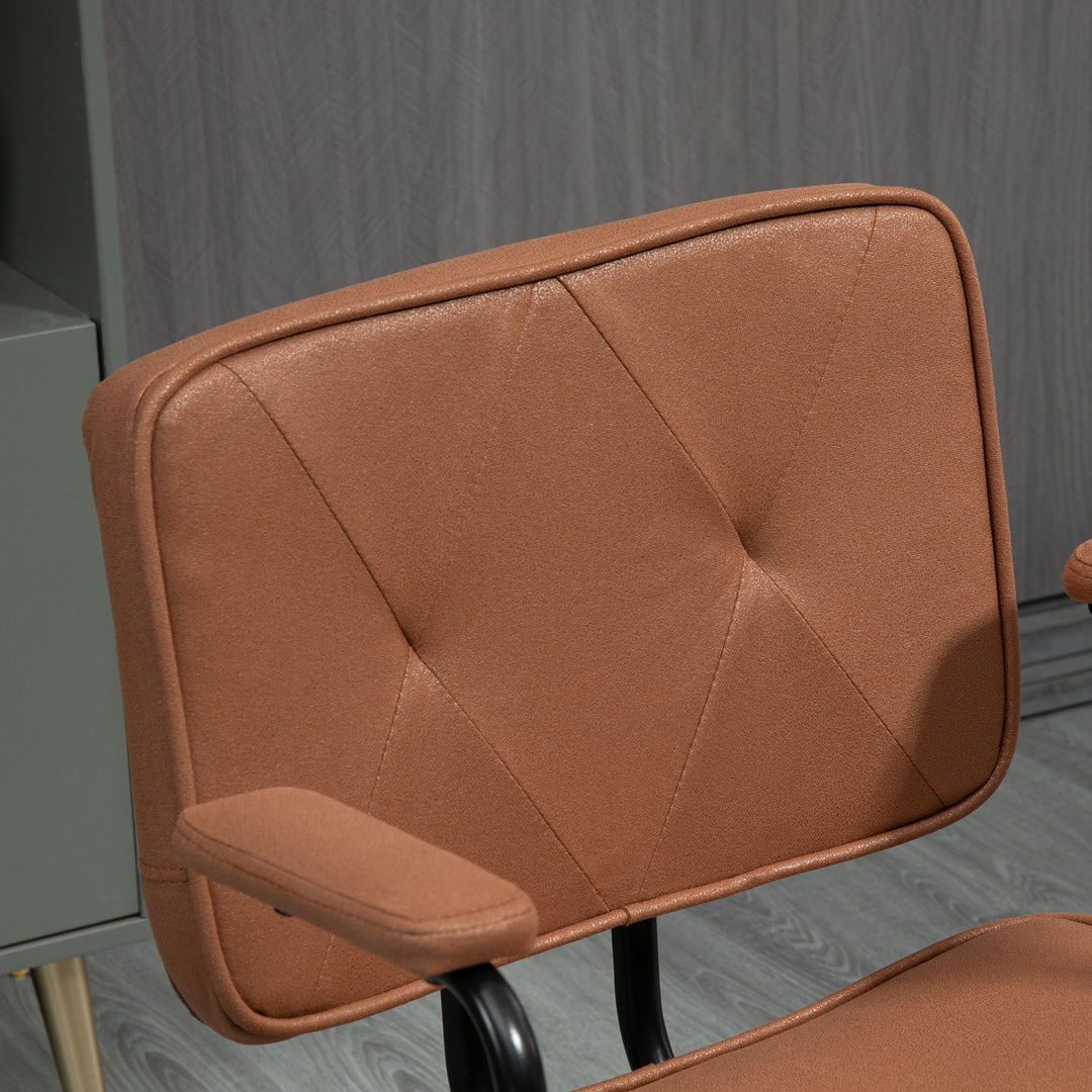 Kontorstol med hjul, drejestol, skrivebordsstol til kontoret, højdejusterbar med vippefunktion, 360° rotation, vipbar, skum, brun, 61 x 58 x 82-91 cm