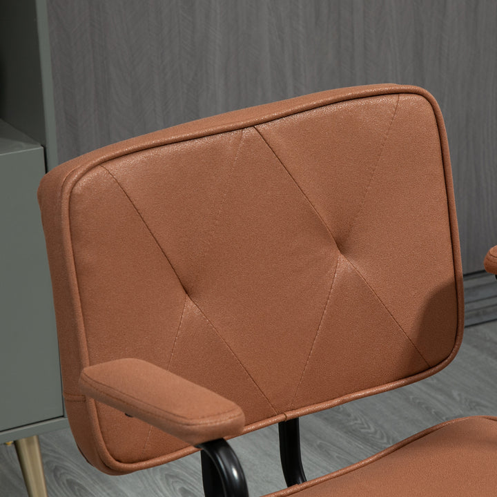 Kontorstol med hjul, drejestol, skrivebordsstol til kontoret, højdejusterbar med vippefunktion, 360° rotation, vipbar, skum, brun, 61 x 58 x 82-91 cm