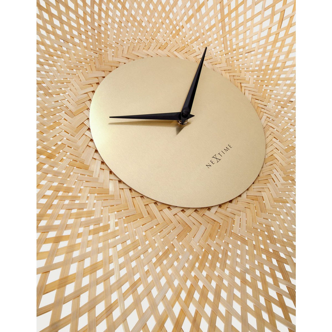 Vægur 60 cm-Silent-Brown/Sort-Bamboo-NeXtime 'Vortex'