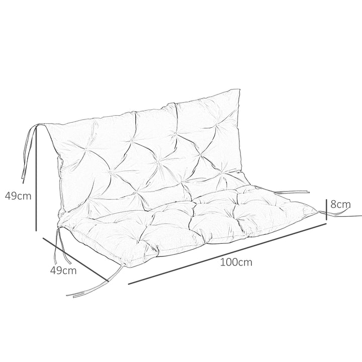 3-Personers bænkehynde 100x98x8 cm med stropper, bænkehynde til havemøbler og verandagynge, sort