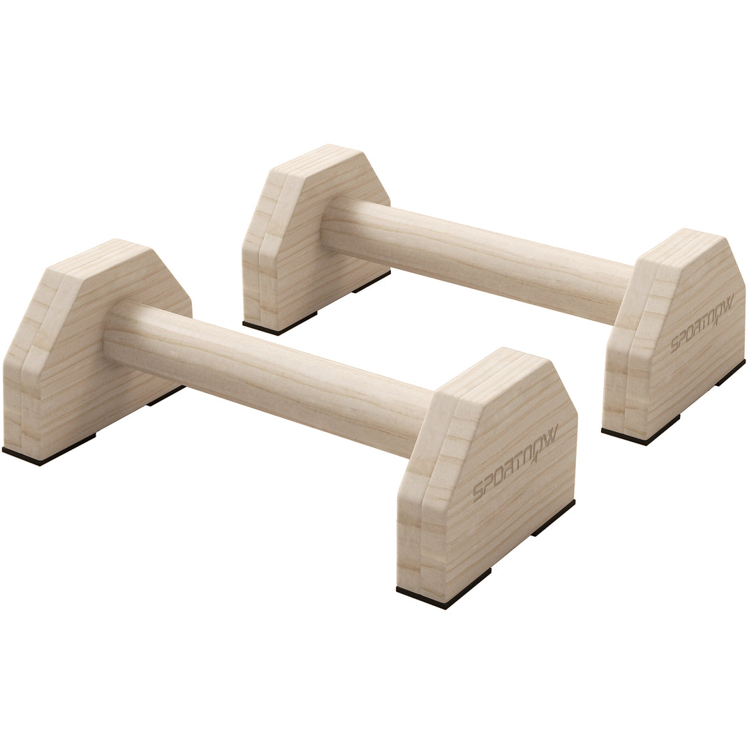 Push-up stænger i sæt med 2, robuste og skridsikre, op til 120 kg, bøgetræ, 30x13x10cm, natur