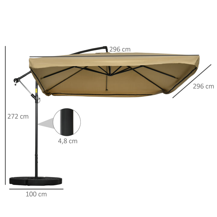 Parasol med myggenet, inklusive håndsving, ventilationsåbning, 295 cm x 295 cm x 260 cm, hvid + sort