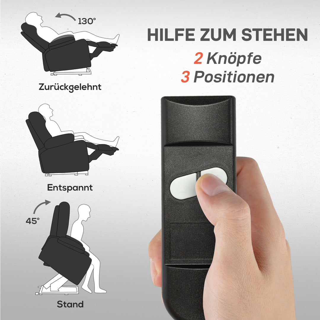 Tv-stol med elektrisk lænestol, tv-stol med justerbar ryg, kopholder, sidelomme og fjernbetjening, kunstlæder, sort