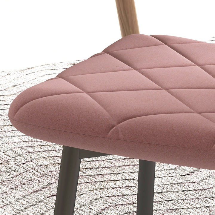 Spisestuestole sæt med 4 køkkenstole med ryglæn, fløjlslook, lænestole 45 x 54 x 87 cm pink