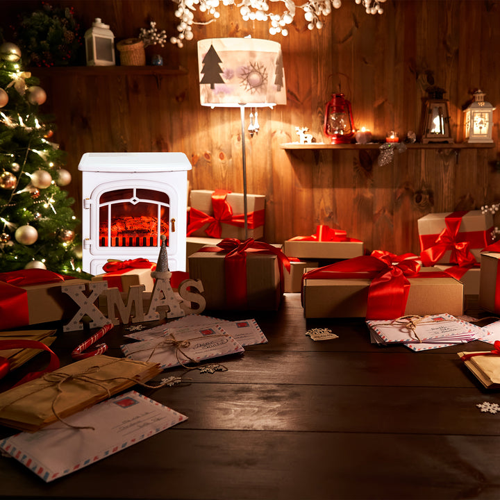 Elektrisk pejs med flammeeffekt 950/1850w overophedningsbeskyttelse hvid 41,5 x 28 x 54,8 cm