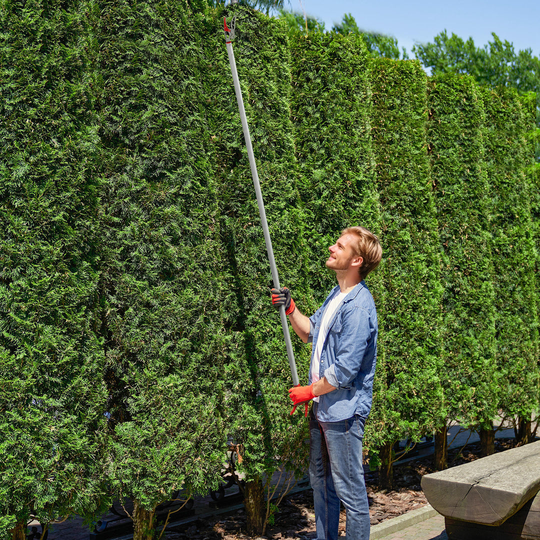 1,8 M træsaks, beskæresaks til klipning, havebeskæresaks med aluminiumshåndtag, havesaks med langt håndtag, rød