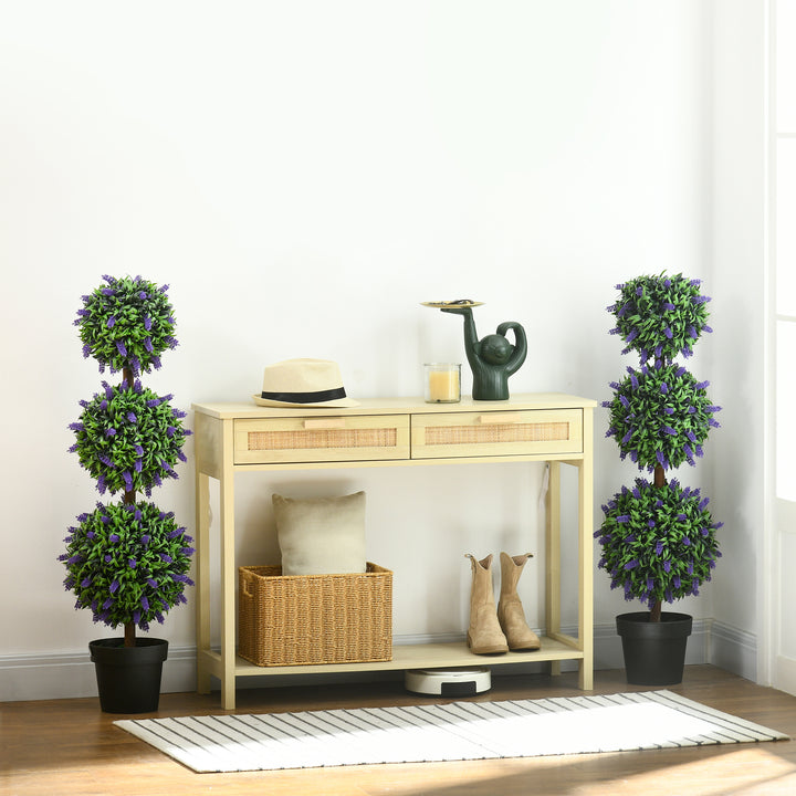 Sæt med 2 kunstige planter, uv-resistent kunstig plante i en urtepotte, 110 cm stueplante til stue, have