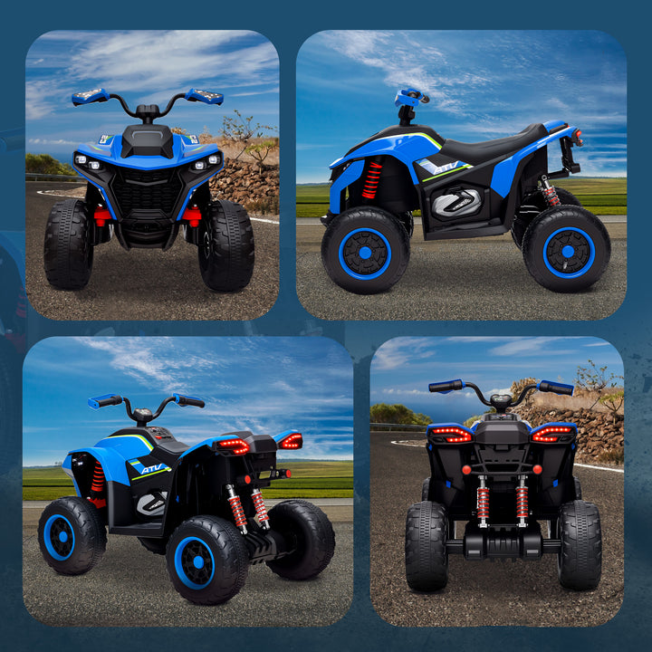Elektrisk ATV til børn, 3-6 km/t, LED-forlygter, musik, USB, til alderen 3-8, blå