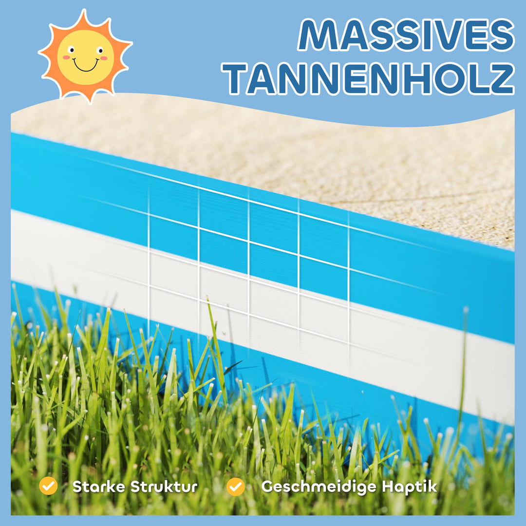 Sandkasse til børn, sandkasse med 4 sæder, grantræ, bundløs, blå