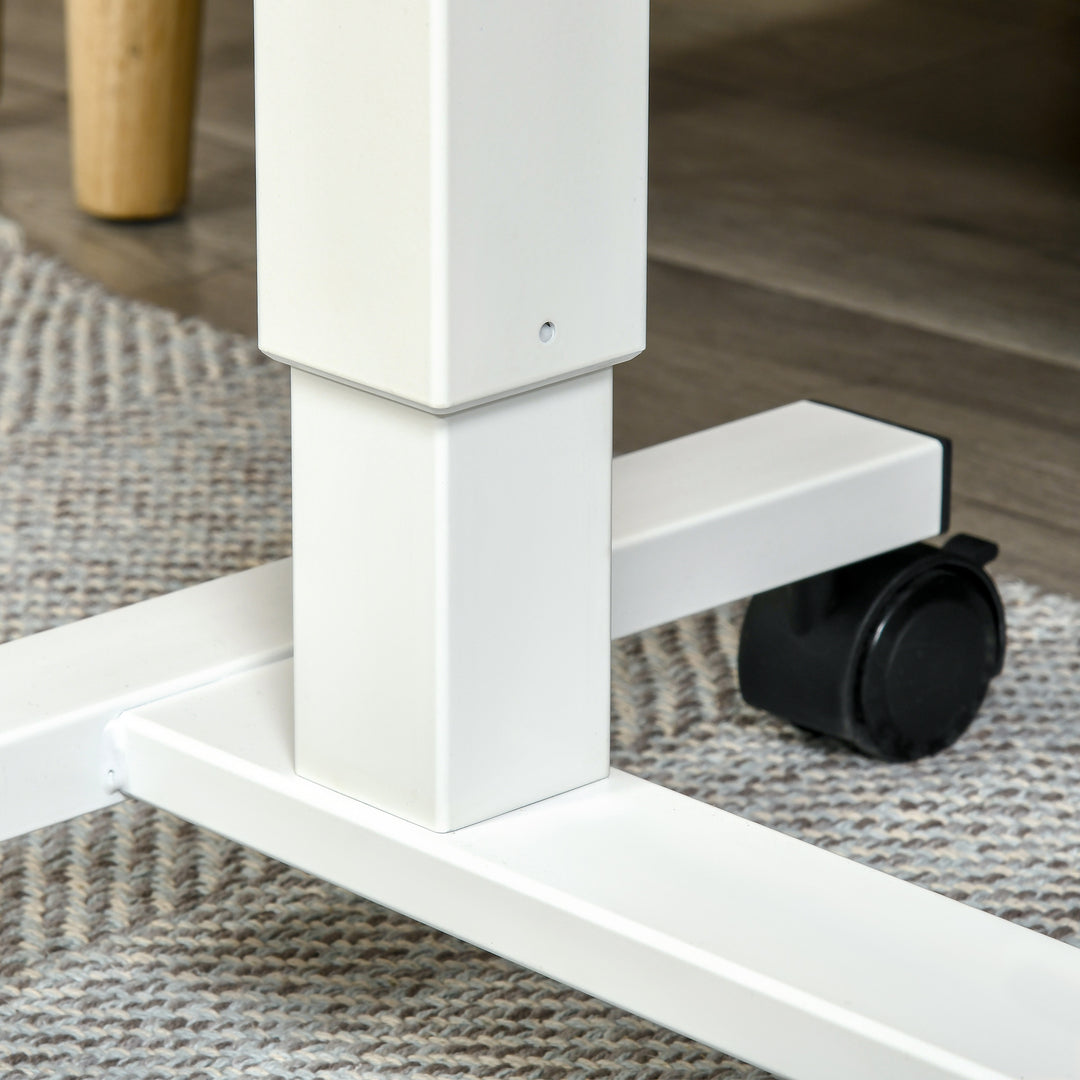 Hæve-sænkebord højdejusterbart inkl. 4 hjul c-form 65 cm x 48 cm x 70-110 cm natur + hvid