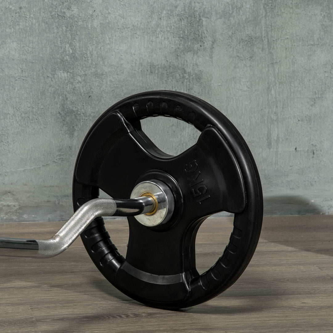 Vægtskive, sæt med 2, 15 kg pr. plade, tre håndtag, gulvbeskyttende gummibelægning, metal