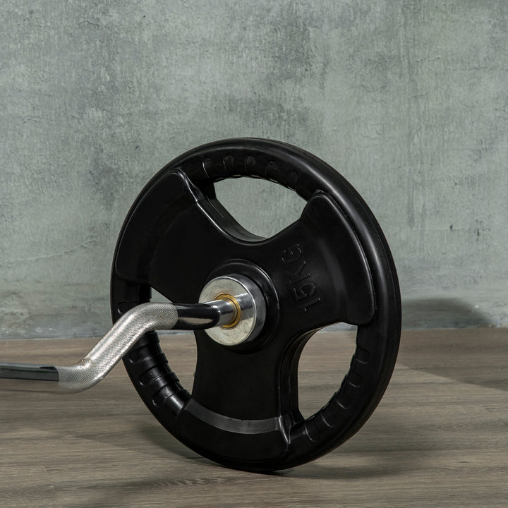 Vægtskive, sæt med 2, 15 kg pr. plade, tre håndtag, gulvbeskyttende gummibelægning, metal