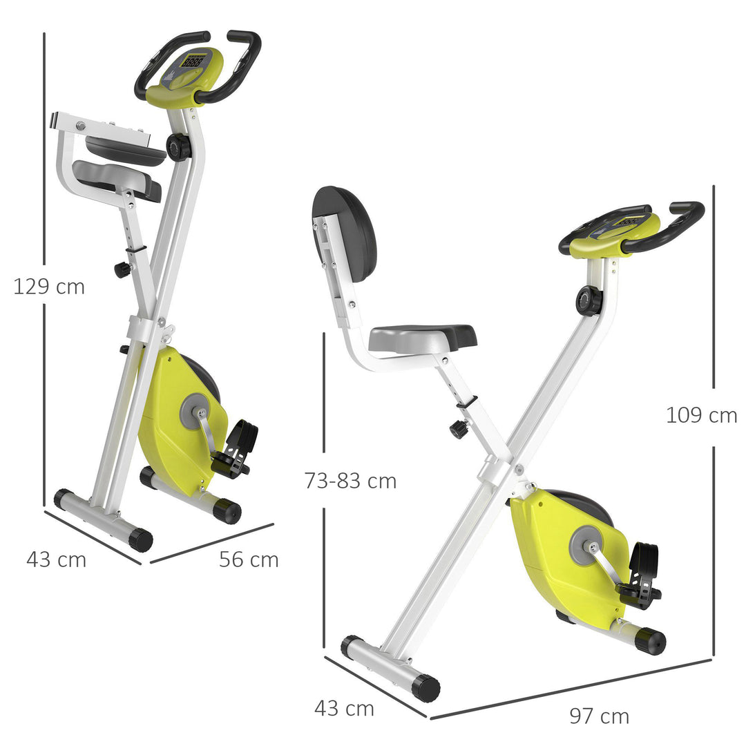 Motionscykel sammenklappelig magnetisk hjemmetræner med lcd-skærm, 8 niveauer justerbar magnetisk modstand, pladsbesparende fitnesscykler til hjemmet gul+hvid