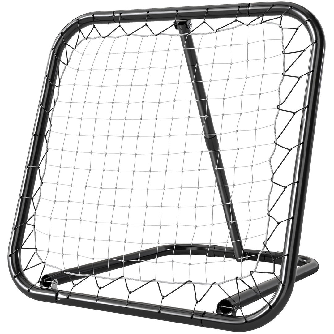 Rebounder til fodbold, 78 x 84 cm reboundingvæg med pløkker, justerbar i 5 niveauer, bærbar, kickback-mål, fodboldmål til unge, fodboldtræningstilbehør til baseballtræning, hvid