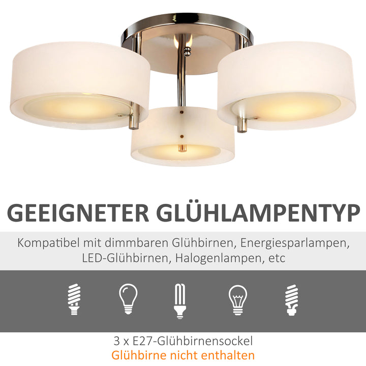 Pendellampe hængelampe 3-flammer moderne e27 pendellampe hængelampe til spisestue, køkken ø64 x 20 cm hvid uden pære