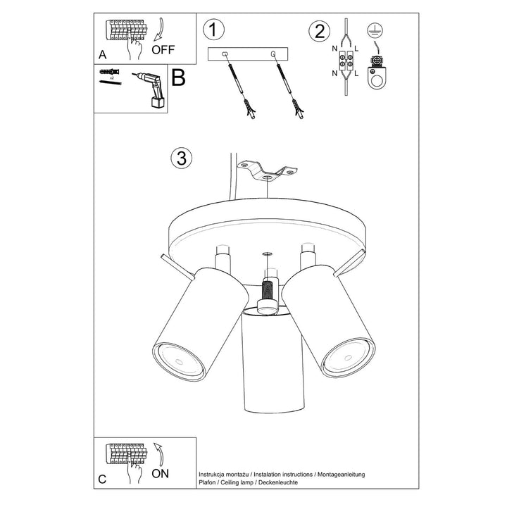 Loftlampe RING 3P gråbrun