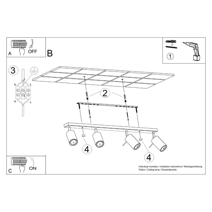 Loftlampe RING 4L gråbrun