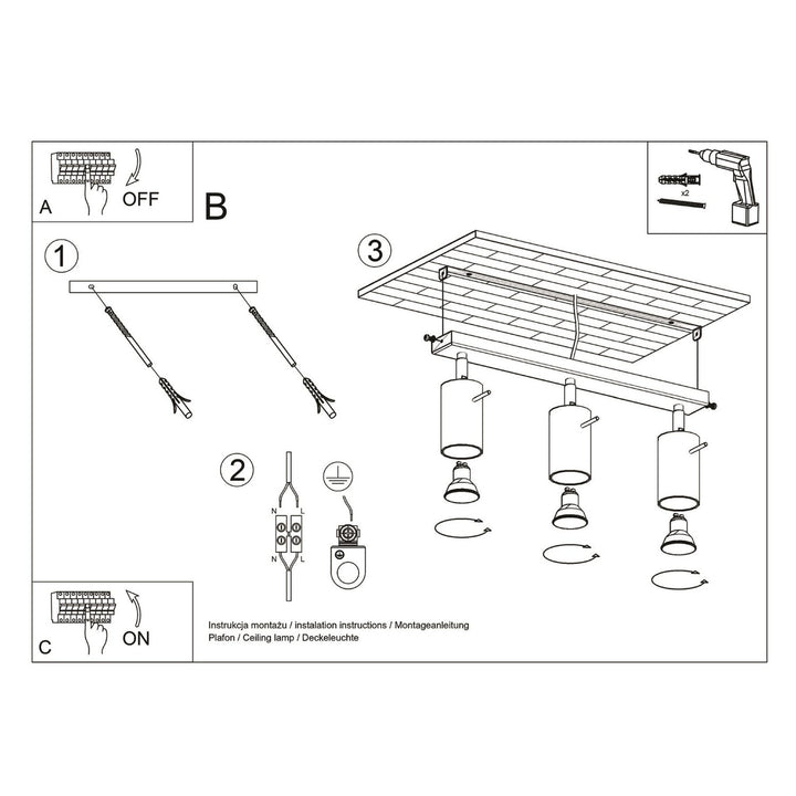 Loftlampe RING 3L brun