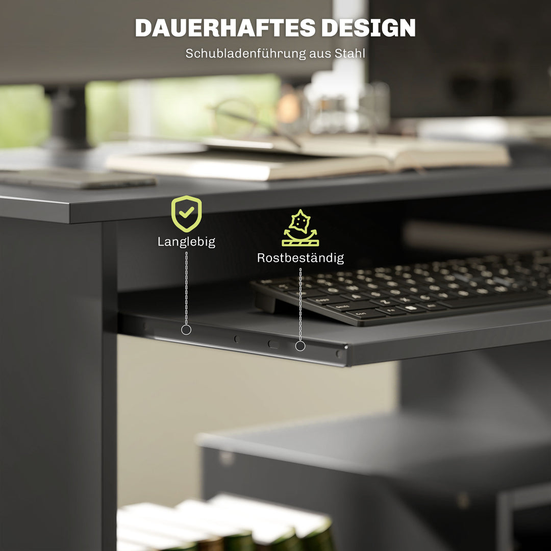 Computerbord, skrivebord, spånplade, metal, 80 x 45 x 75 cm, sort