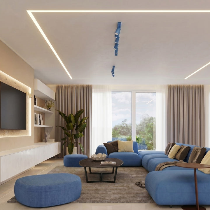 Loftlampe RING 3L azurblå