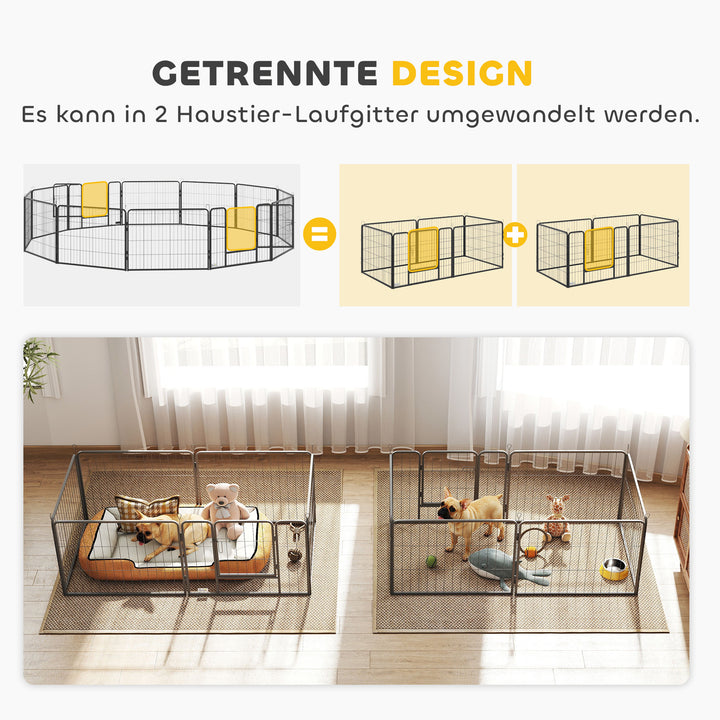 Kæledyrsindhegning, hvalpegård, hvalpeport, 12 paneler, udendørs og indendørs, sort