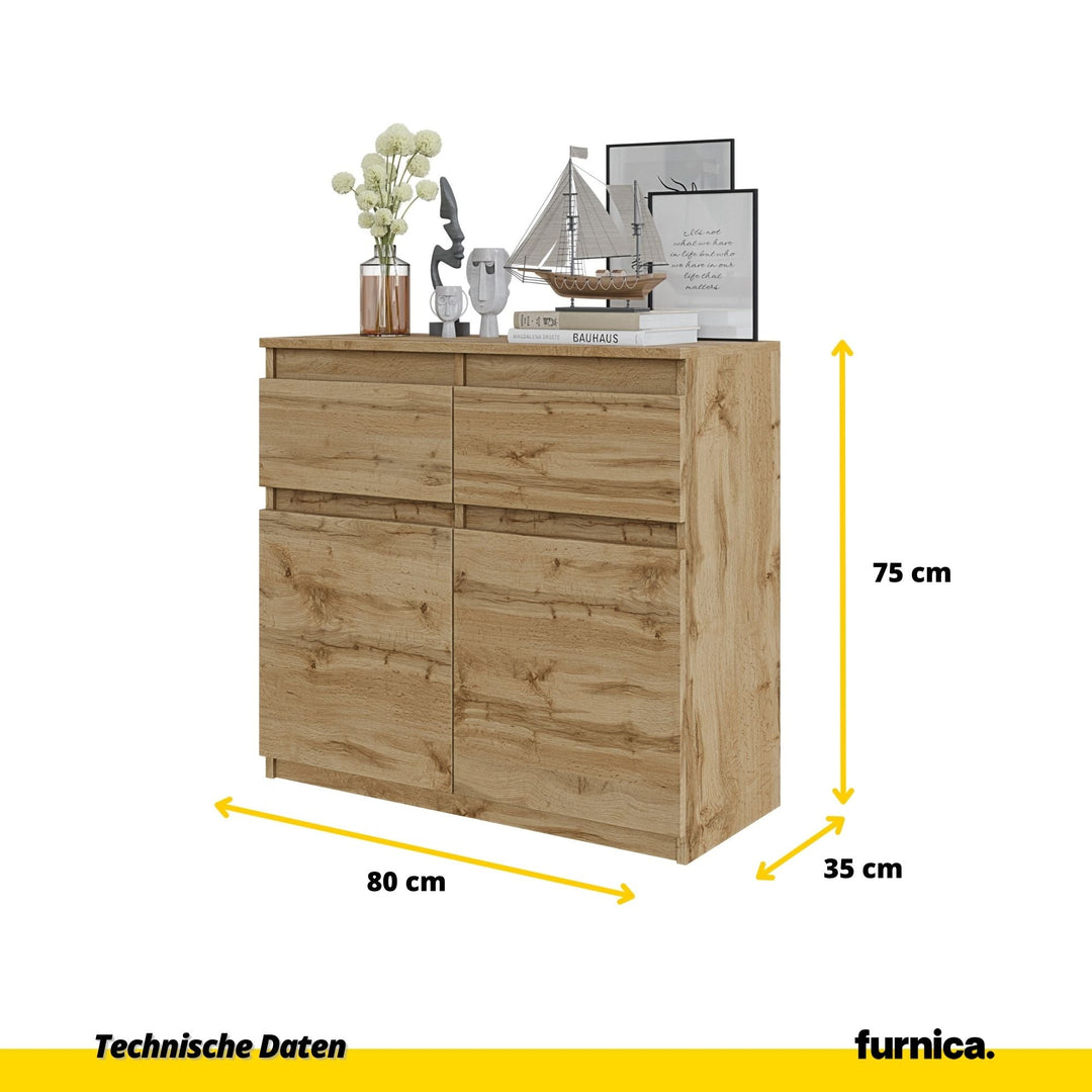 NOAH - Kommode med 2 skuffer - naturfarvet H75cm B80cm D35cm