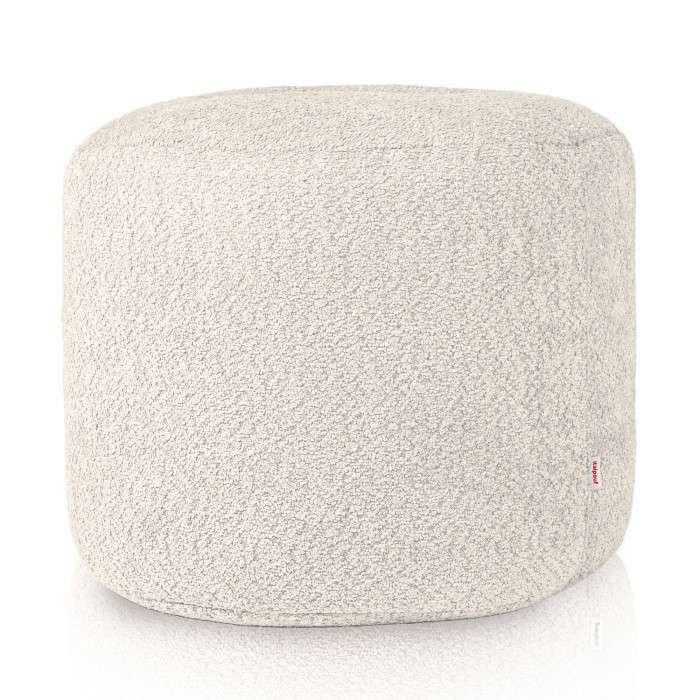 Round Cylinder Pouffe - Teddy Boucle