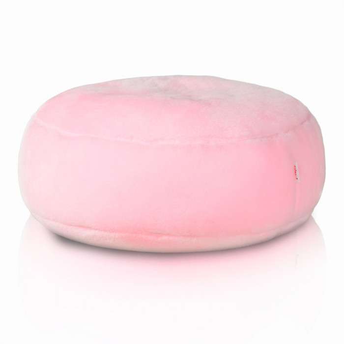 Round Footstool Pouffe - Yeti Faux Fur