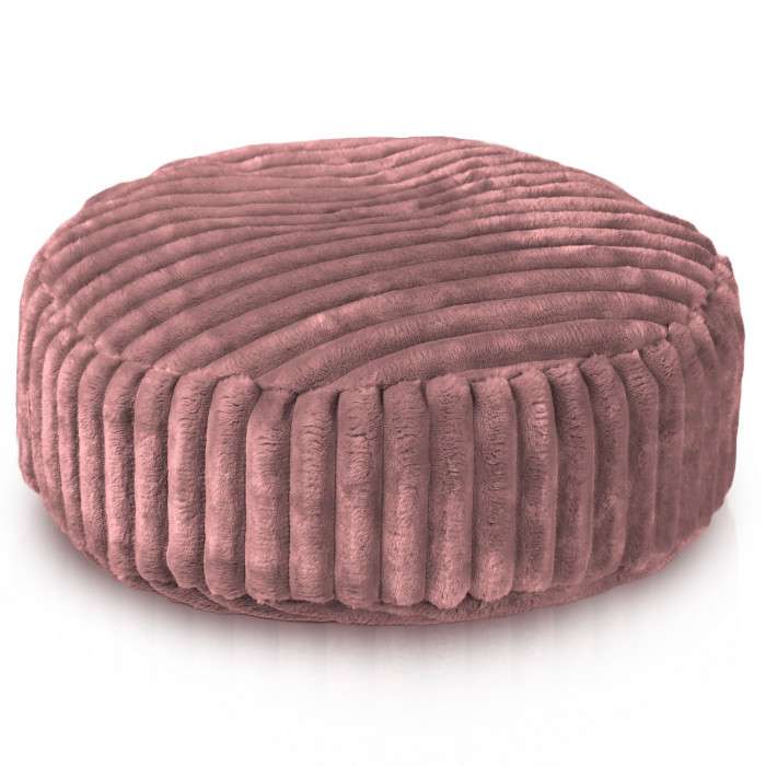 Round Footstool Pouffe - Jumbo Corduroy Royal