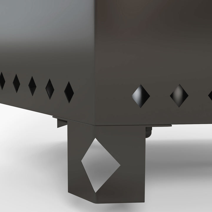 Bålfad, bålfad, båltønde, inklusive poker, 45 x 38,8 x 46,5 cm, sølv + sort