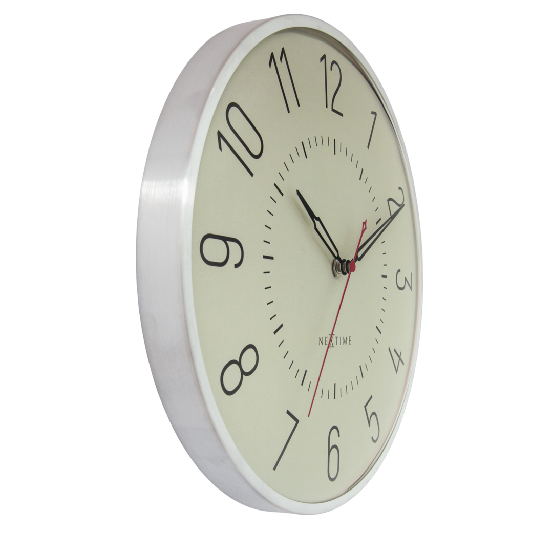 Vægur 30,5 cm-Silent-Dome linse-Aluminium-NeXtime 'Rotterdam'